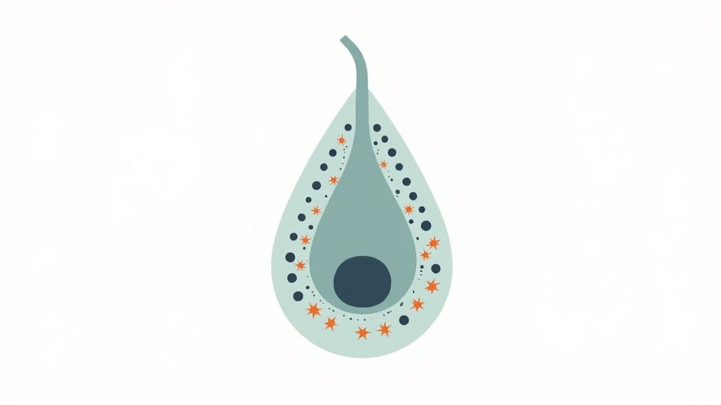 Cross-section diagram showing T lymphocyte immune attack on hair follicle in alopecia areata