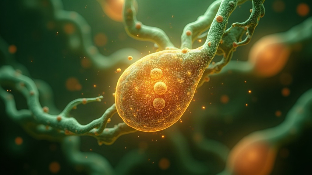 Conceptual illustration of healthy liver hepatocytes surrounded by glutathione and antioxidant molecules representing methotrexate liver protection