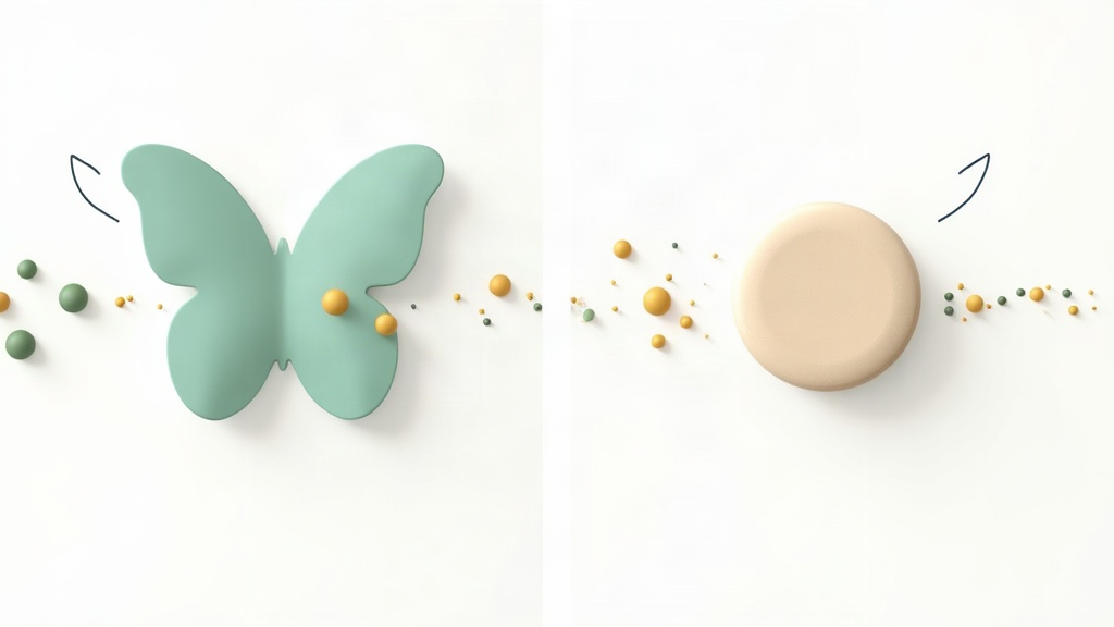 Illustration comparing the balanced thyroid hormone output of a human thyroid gland with the T3-heavy blend in desiccated thyroid tablets